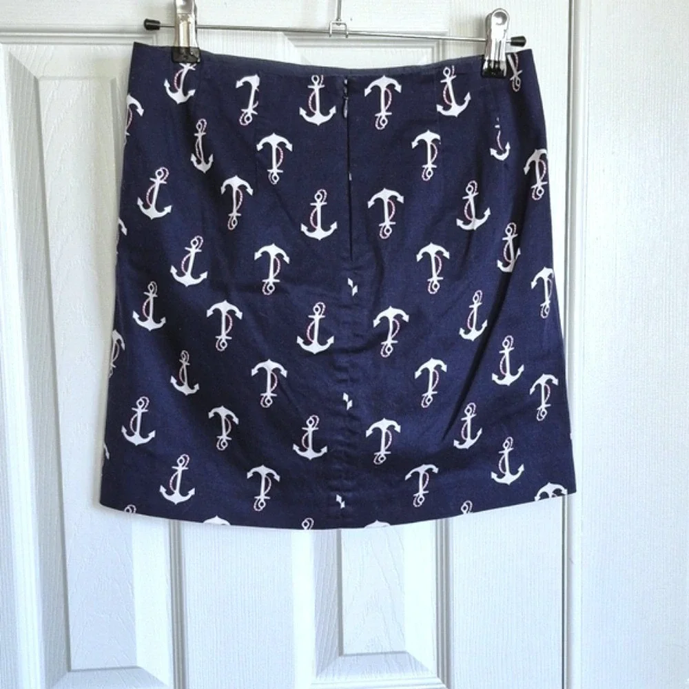 J. Crew Navy Blue White Anchor Print Mini Skirt With Pockets‎ Womens 00